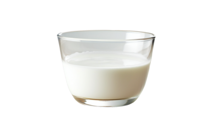 A clear glass filled with fresh, white milk, a nutritious and refreshing beverage perfect for a healthy start to the day isolated on transparent background
