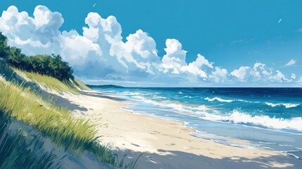 Summer Beach Day, Tranquil Coastal Scene