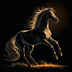 horse silhouette on black