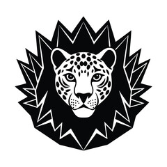 Snow Leopard Head Icy Crystal Frame Endangered Cat