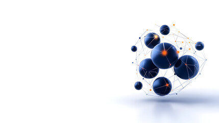 Digital technology concept with a neon abstract circle of AI icons on a dark background