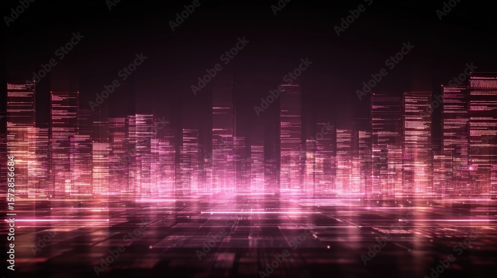Poster abstract network grid with files and folders, futuristic software interface, digital document manage