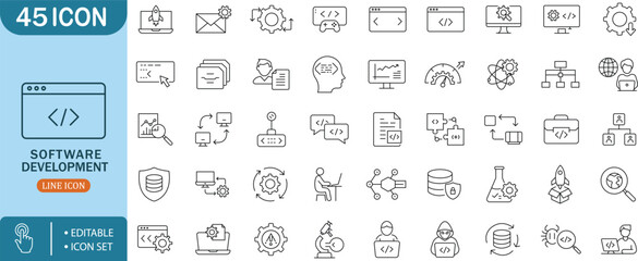 Software Development Coding Programming Web Design Data Analysis UI UX Icon Set