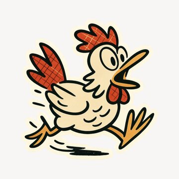 Naklejki Cartoon chicken running fast