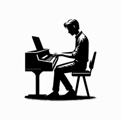 Keyboard Player Logo Vector Isolated on White Background


