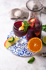 Traditional Spanish sangria from red wine