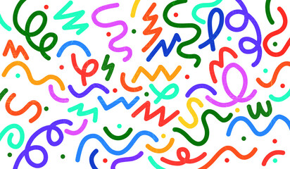 Colorful Zigzag Doodle Seamless Pattern on Transparent Background – Abstract Hand-Drawn Art