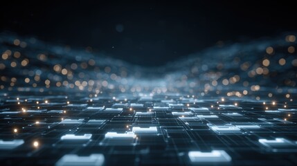 Obraz premium Abstract network grid with files and folders, futuristic software interface, digital document management system, store, search and organize documents, corporate business, paperless office