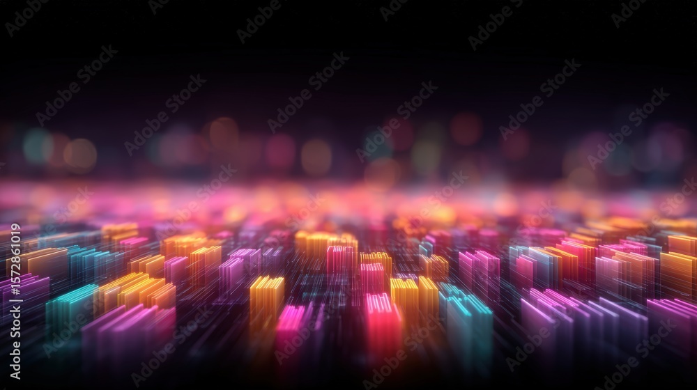Poster abstract network grid with files and folders, futuristic software interface, digital document manage