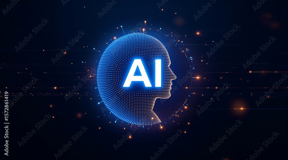 Aufkleber artificial intelligence ai technology digital brain head concept machine learning future tech innova