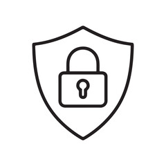 Security Shield Outline Vector Icon on White Background