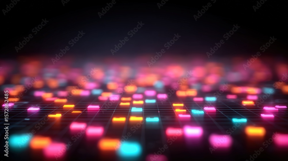 Poster abstract network grid with files and folders, futuristic software interface, digital document manage