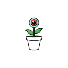 eyeball plant with monster mouth in pot  clean vector