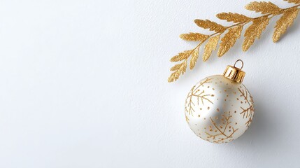 Fototapeta premium White and gold decorative ornament featuring a detailed gold leaf on a white background.