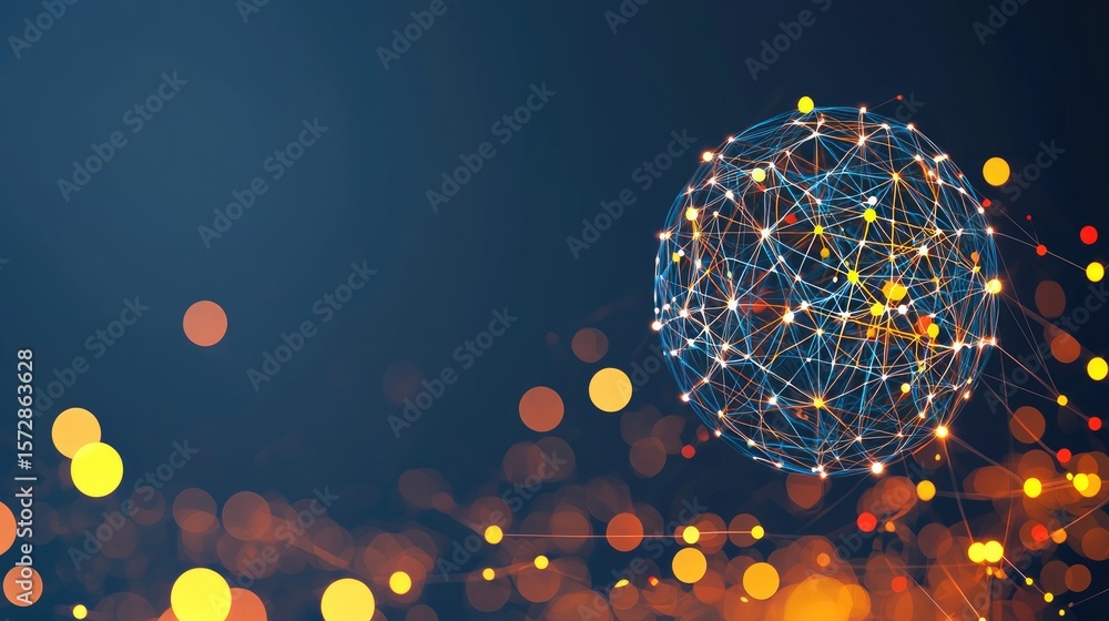 Poster exploring network connections through abstract visualization digital space graphic design creative e