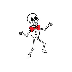 friendly skeleton with bowtie dancing  clean vector