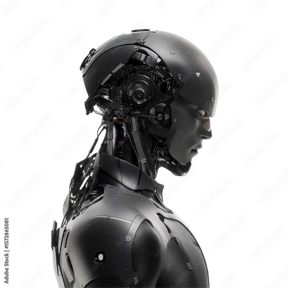 Aufkleber futuristic robotic android with detailed mechanical features in side profile