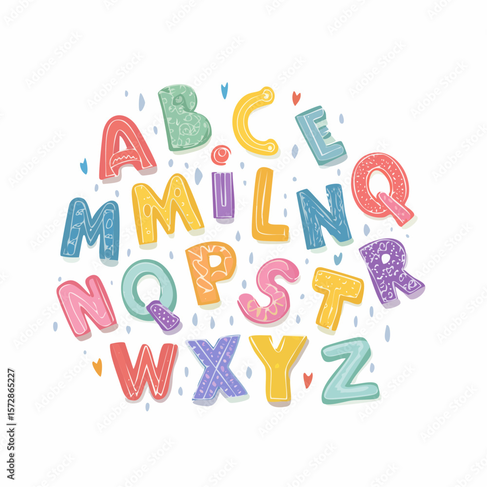 Fototapete vector set of colorful ransom note letters. hand drawn doodle alphabet in 90s style. cute font for c