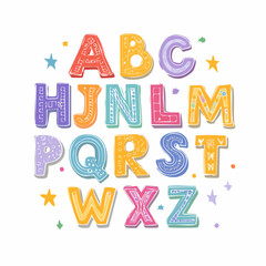 Vibrant Hand-Drawn Alphabet Set Inspired by 90s Ransom Notes, Playful Doodle Font for Scrapbooking and Collage, Y2K Funky Sticker Aesthetic