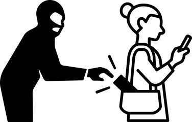 Pickpocket icon Beware thief steals valuables in your bag icon sign