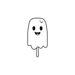 ghost marshmallow with melted smile  clean vector 