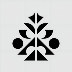 Abstract geometric black christmas tree shape with circles on white background image