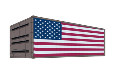 United States national flag with shipping container