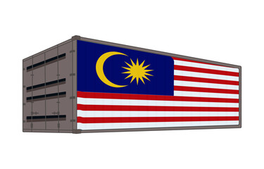 Malaysia national flag with shipping container
