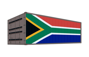 South Africa national flag with shipping container