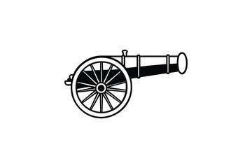 Fototapeta premium Old Cannon Silhouette Illustration on White Background