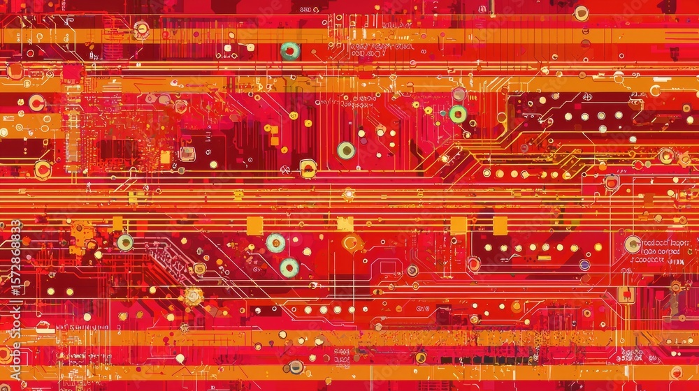 Poster exploring digital circuitry patterns in abstract artwork technology studio digital art vibrant envir