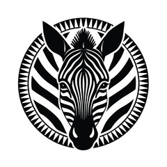 black and white vector illustration of a zebra