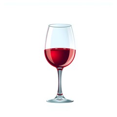 A crystal clear glass filled with rich red wine, poised on a simple white background