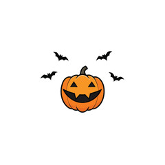 laughing jack o  lantern with bats flying