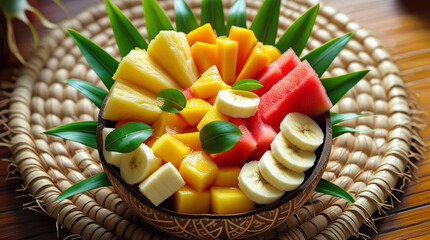 Vibrant fresh island fruit salad from Vanuatu