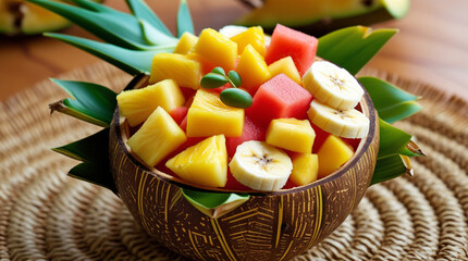 Vibrant fresh island fruit salad from Vanuatu