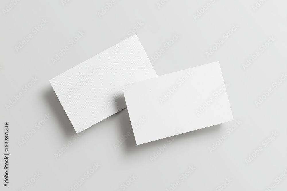 Poster blank business cards mock up on a light gray background, showcasing a minimalist design with ample c