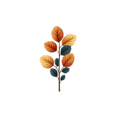 Obraz premium Autumn Leaf Branch Featuring Vibrant Orange and Yellow Leaves Against a White Background