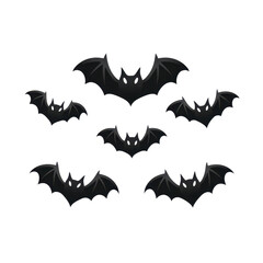 Fototapeta premium Silhouetted Bats Flying in Formation Against a Dark Background for Halloween Themes and Spooky Decor Ideas