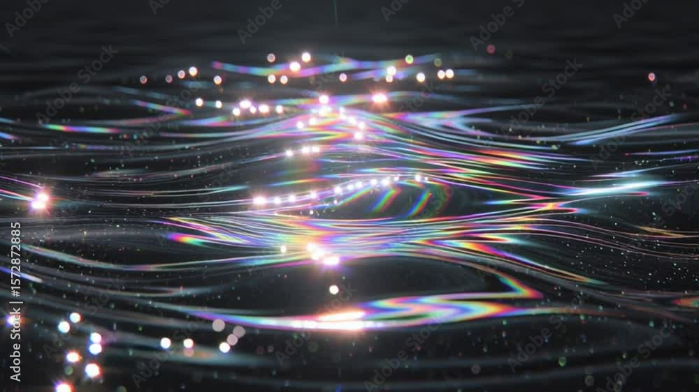 Poster reflective ripples create colorful patterns on dark water surface generative ai