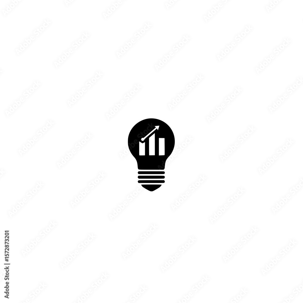 Aufkleber light bulb icon with bar chart symbol for innovation and data analysis business growth concept desig
