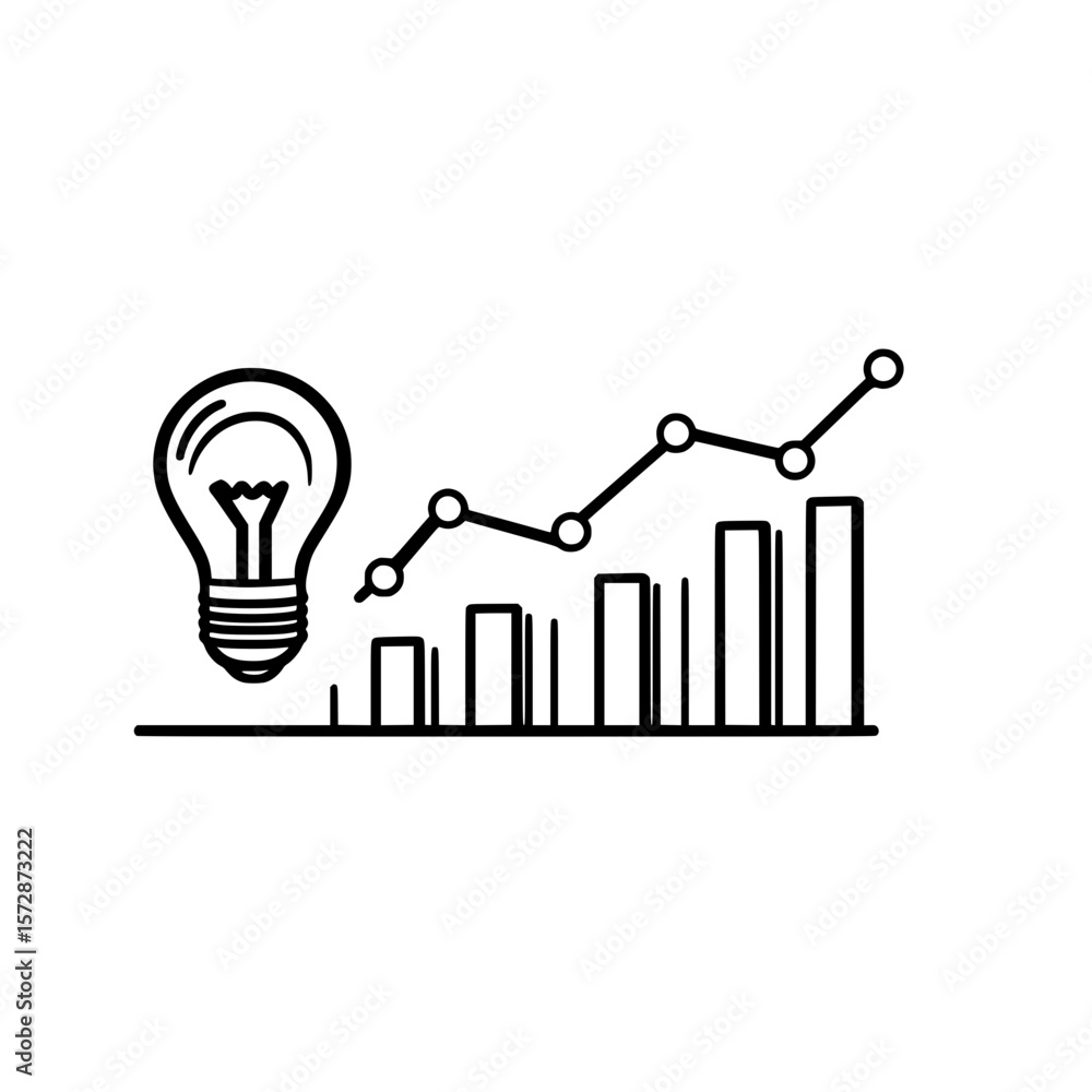 Poster editable light bulb icon combined with bar chart for insightful analytics and modern business soluti