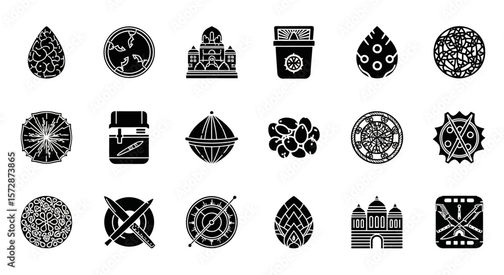 Poster set of vector icons collection of black and white abstract vector icon designs. vector illustrations