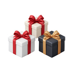 Obraz premium Stylish Gift Boxes with Colorful Ribbons for Holidays, Celebrations, and Special Occasions