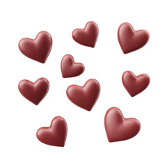 Obraz premium Collection of Brown Heart Shapes on a White Background for Romantic or Creative Design Projects