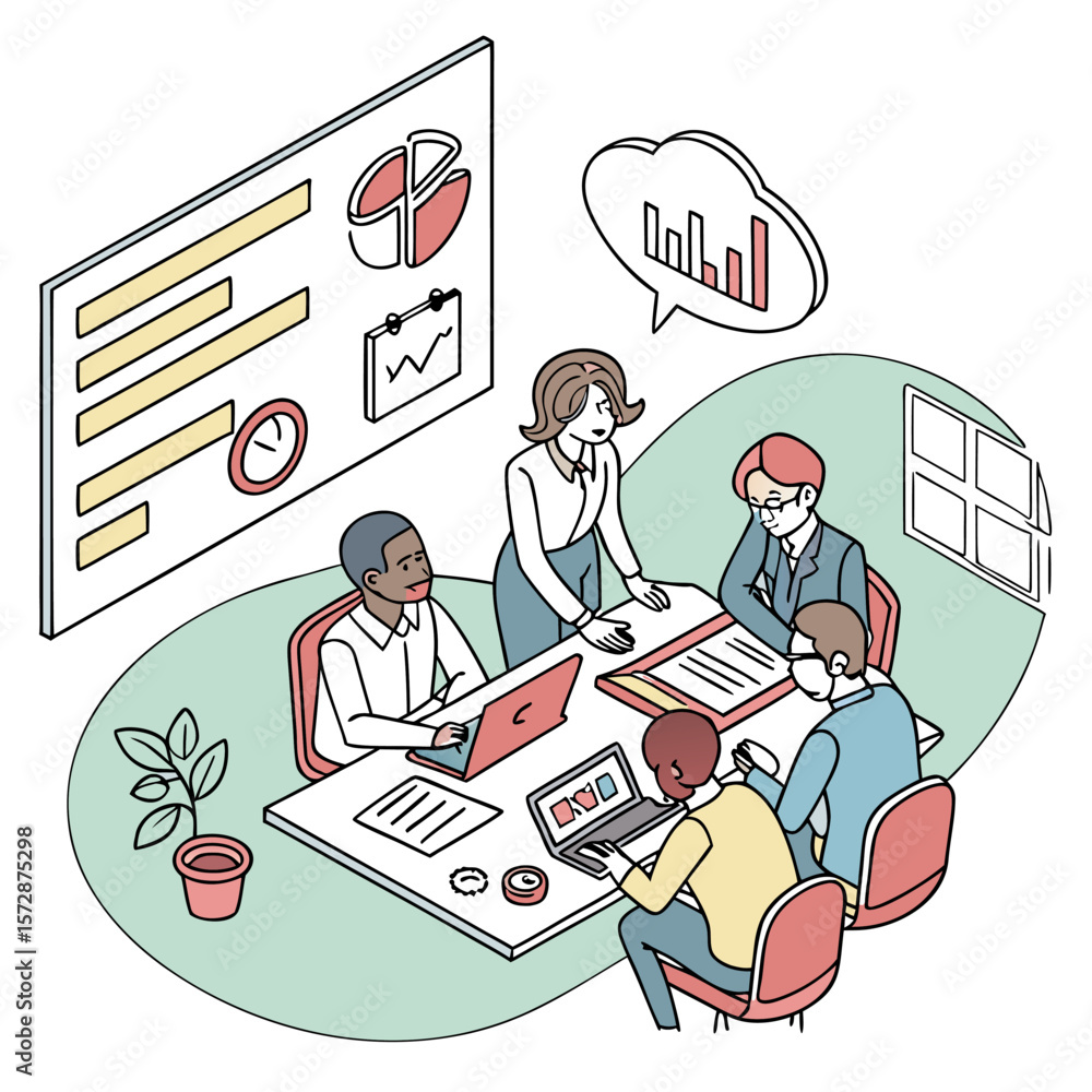 Aufkleber diverse team of professionals collaborating in a modern office setting discussing business strategy 