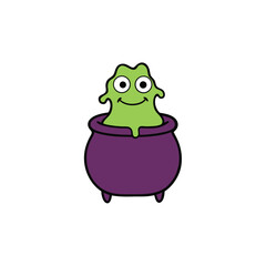 slime monster popping out of cauldron  clean vector