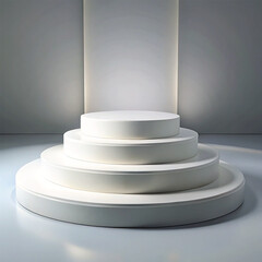 empty podium on blue background