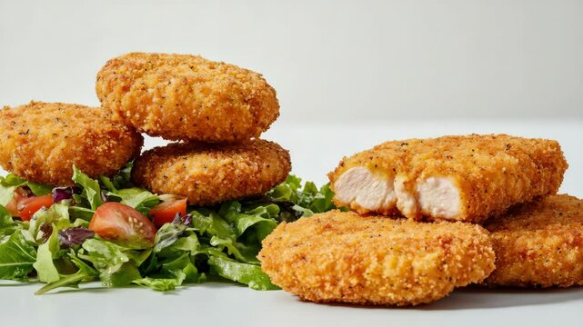 Delicious, crispy breaded chicken tenders with a spicy buffalo sauce. Serve with salad and blue cheese crumbles.