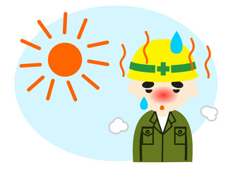 熱中症にかかる工事現場の作業員